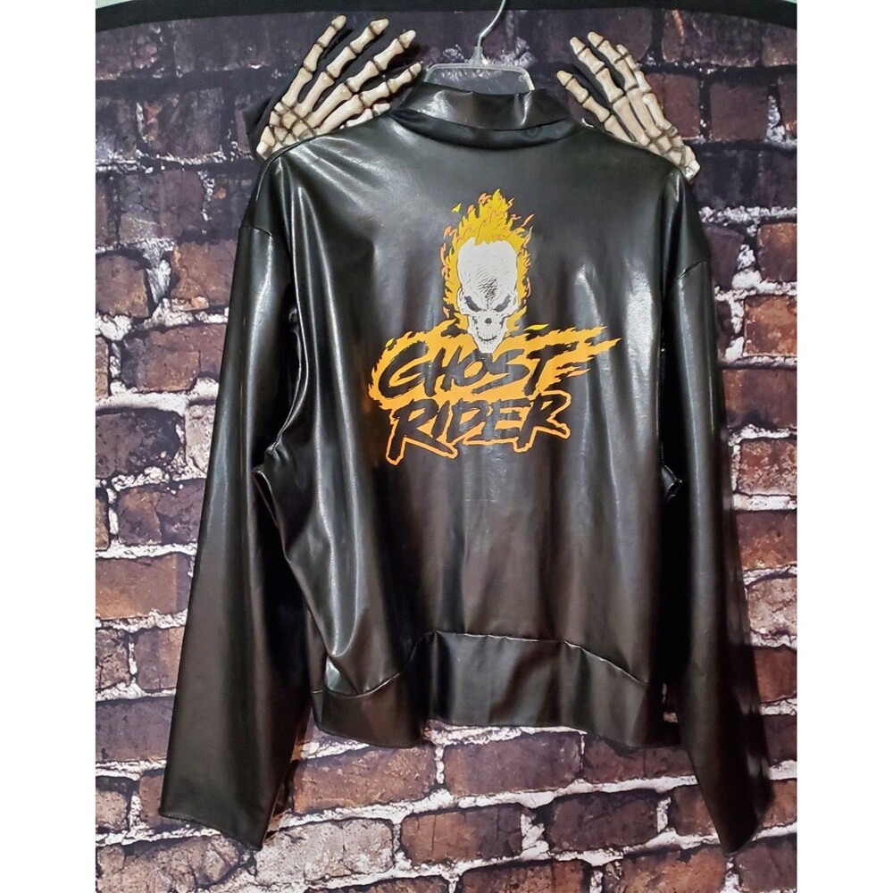 Rare 2004 Marvel Ghost Rider Costume by Disguise Jacket Mask Gloves Size 42-46